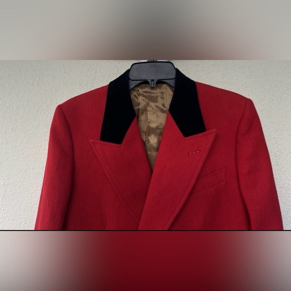 NWT Gucci Wool Linen Double Breast Herringbone Blazer Jacket IT 48 US 38 Formal - Picture 7 of 16